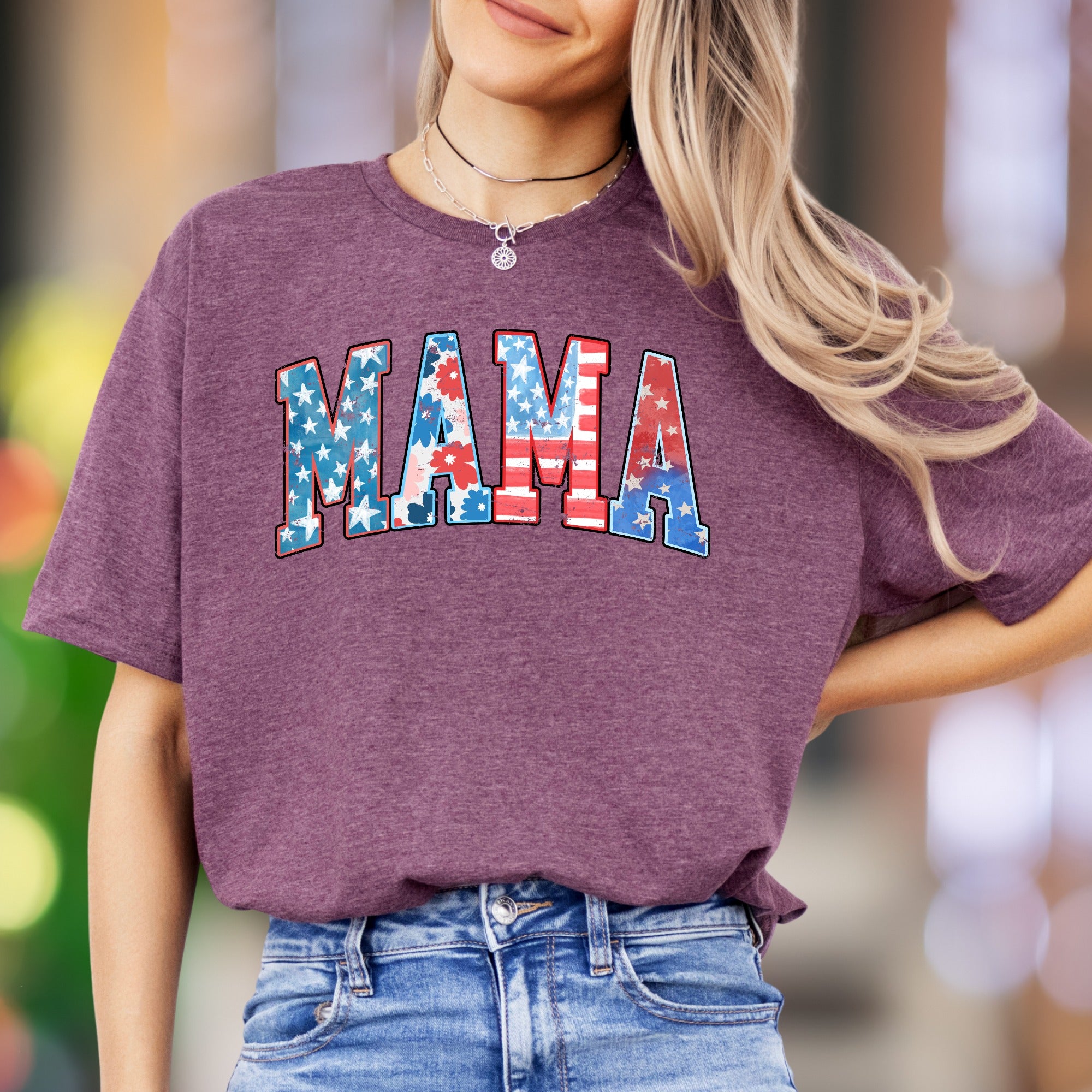 "MAMA" | Distressed Grunge Typography Unisex Adult T-Shirt | Patriotic Lifestyle