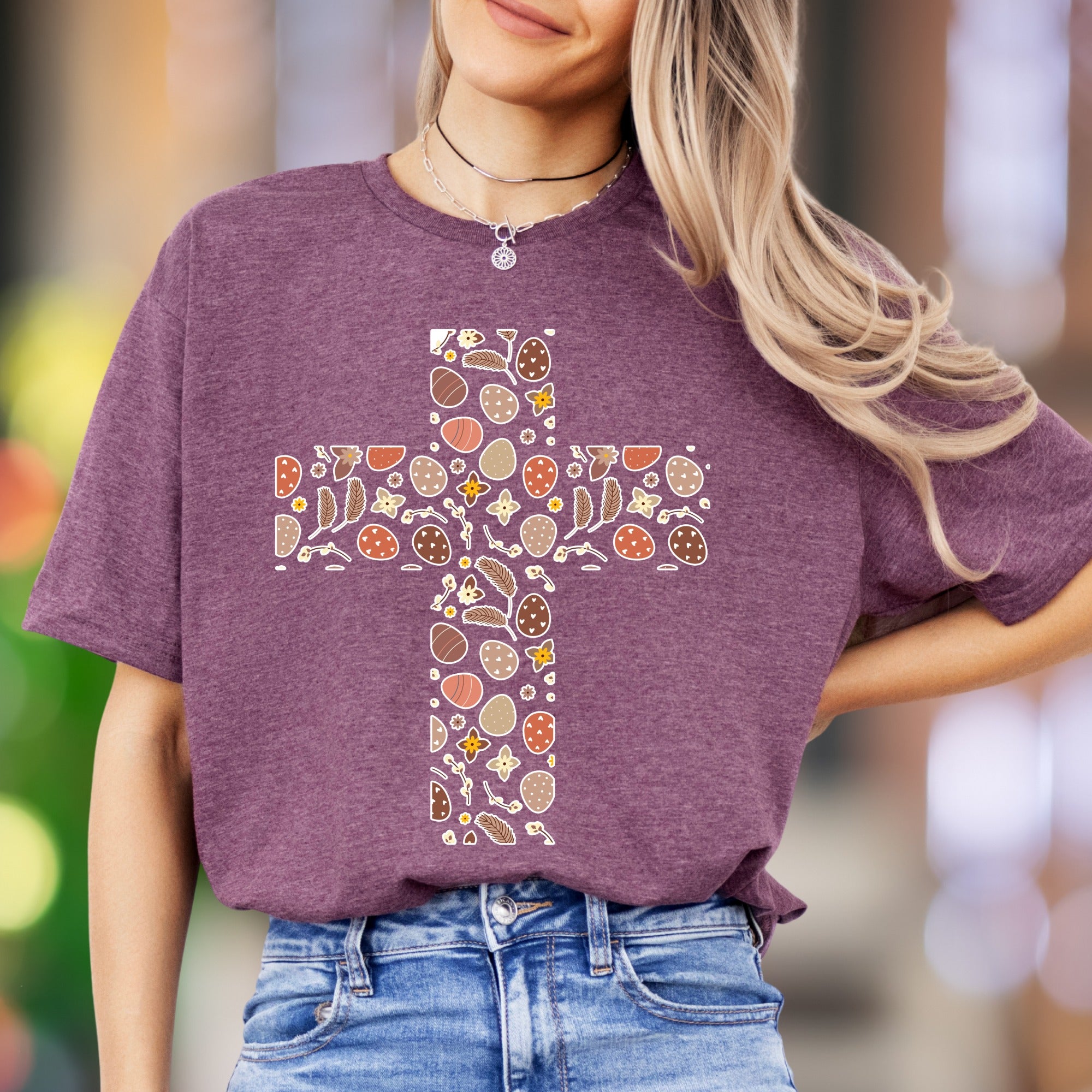 "Easter Cross" | Festive Pattern Unisex Adult T-Shirt | Holiday Lifestyle