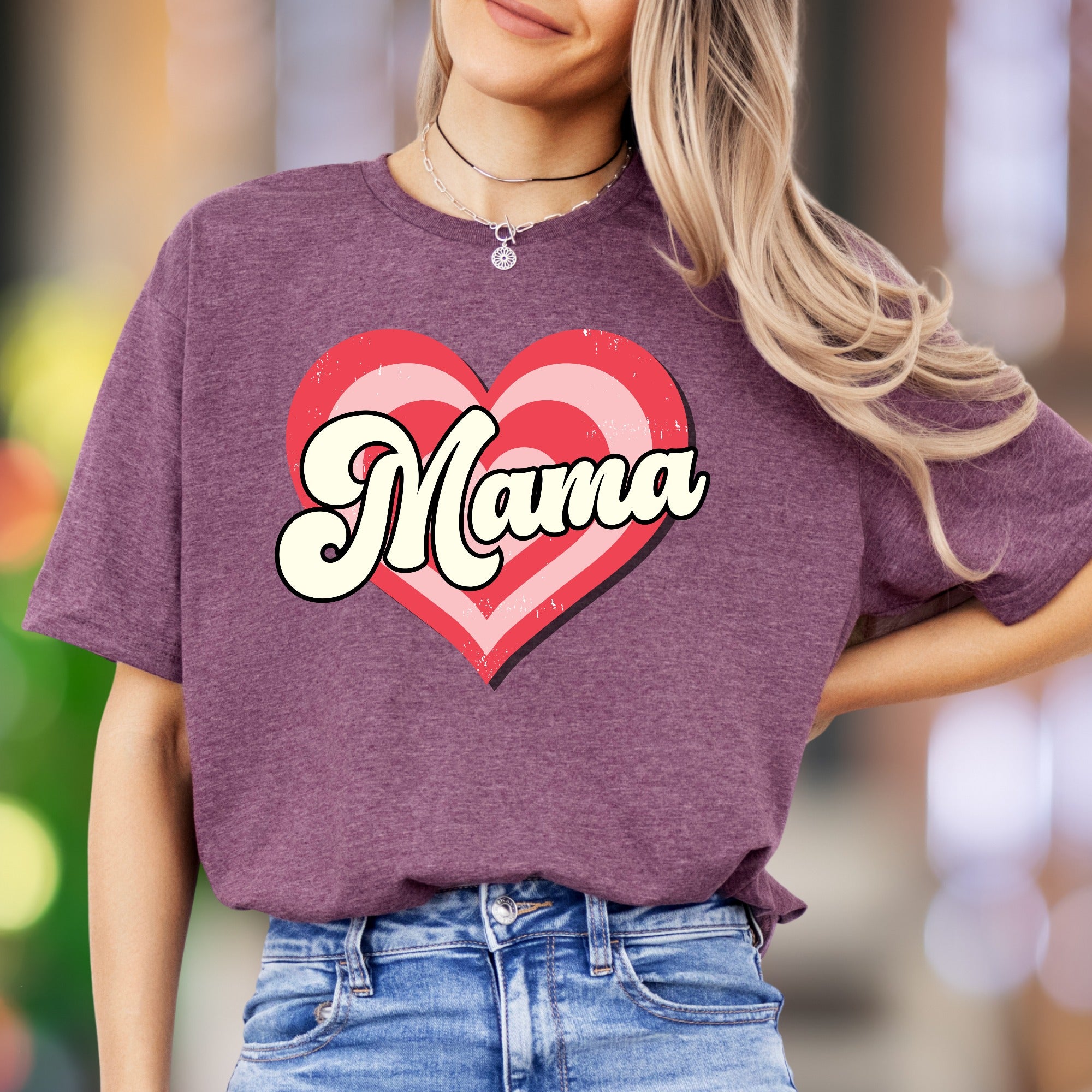 "Mama" | Retro Heart Graphic Unisex Adult T-Shirt | Motherhood Lifestyle