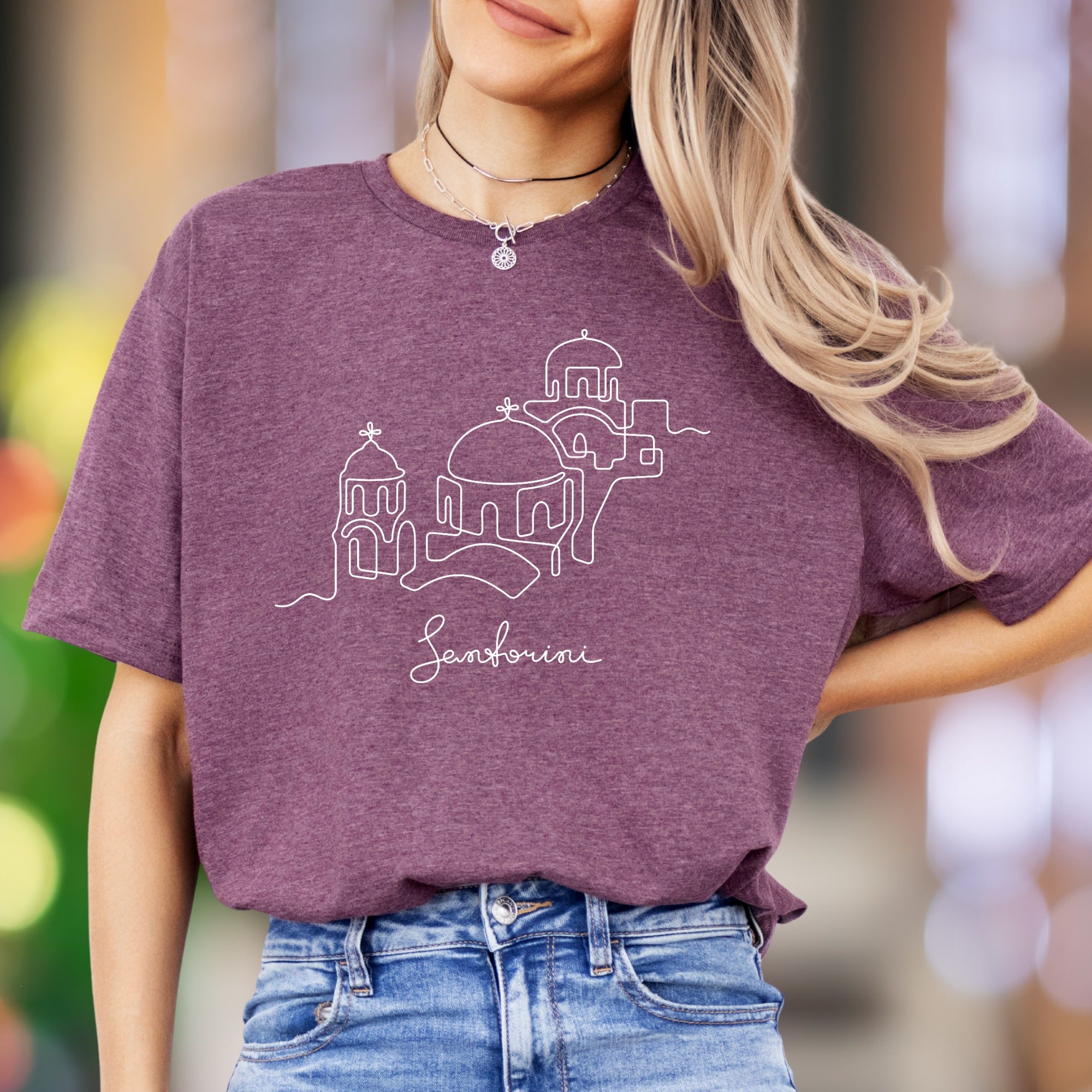 "Santorini" | Minimal Line Art Unisex Adult T-Shirt | Travel Lifestyle