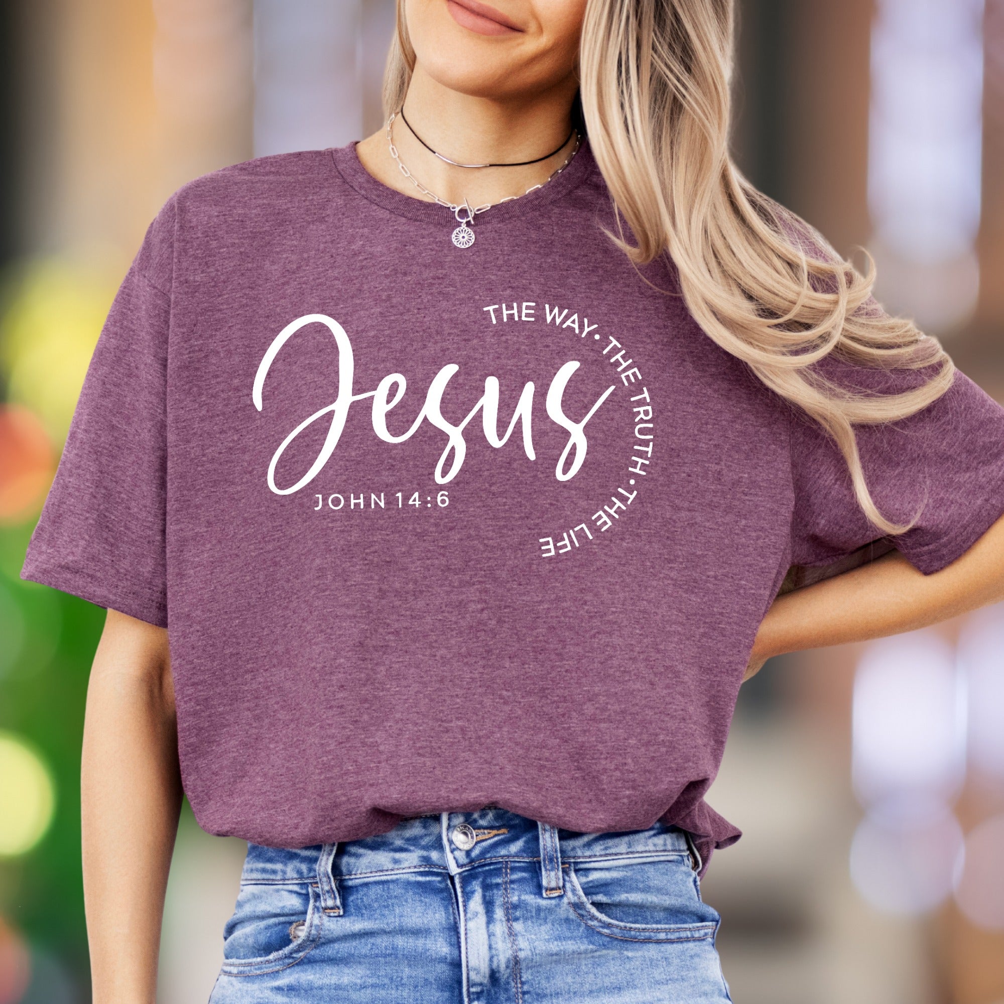 "Jesus The Way The Truth The Life John 14:6" | Calligraphy Typography Unisex Adult T-Shirt | Faith-Inspired Lifestyle