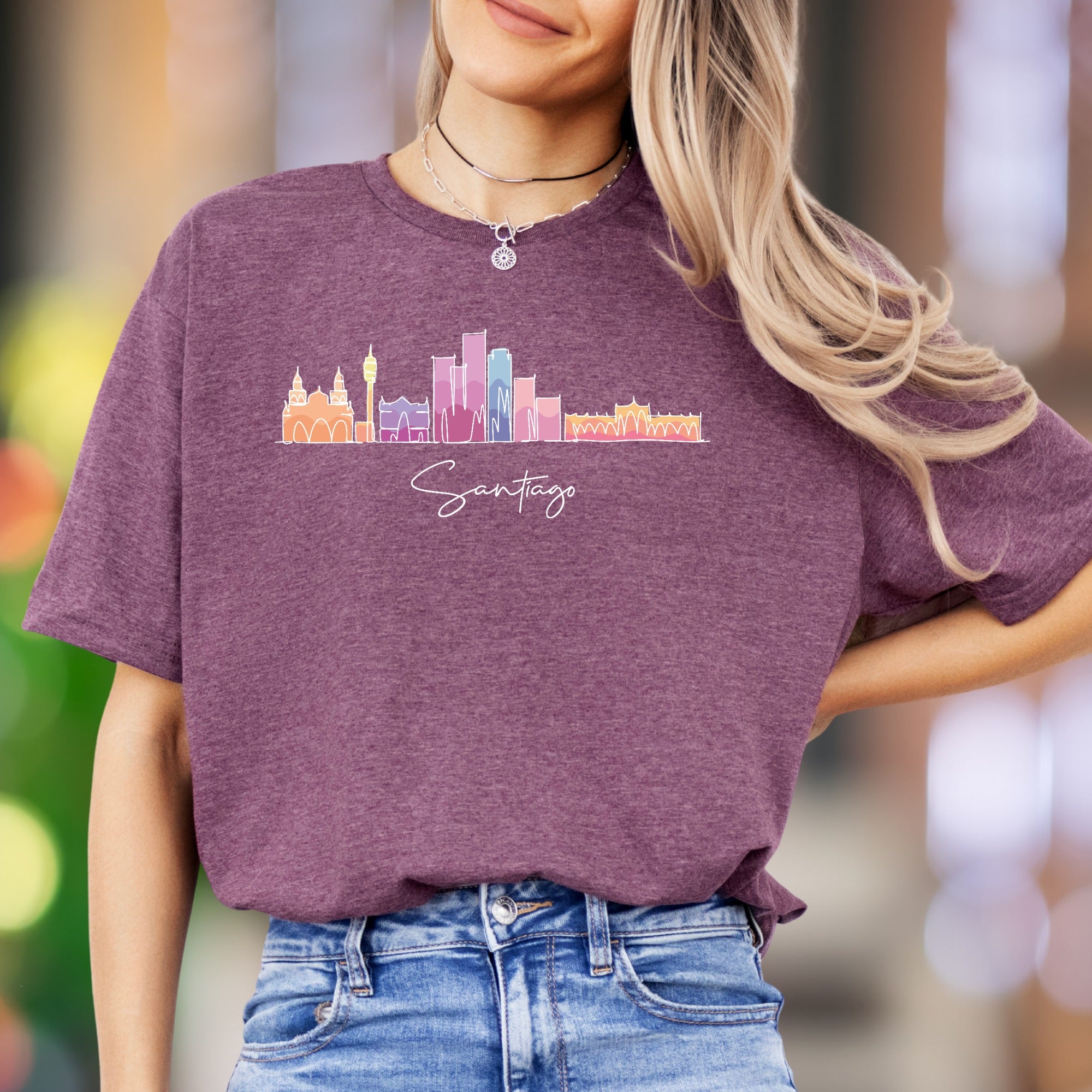 "Santiago" | Minimal Skyline Graphic Unisex Adult T-Shirt | Travel & City Lover Apparel