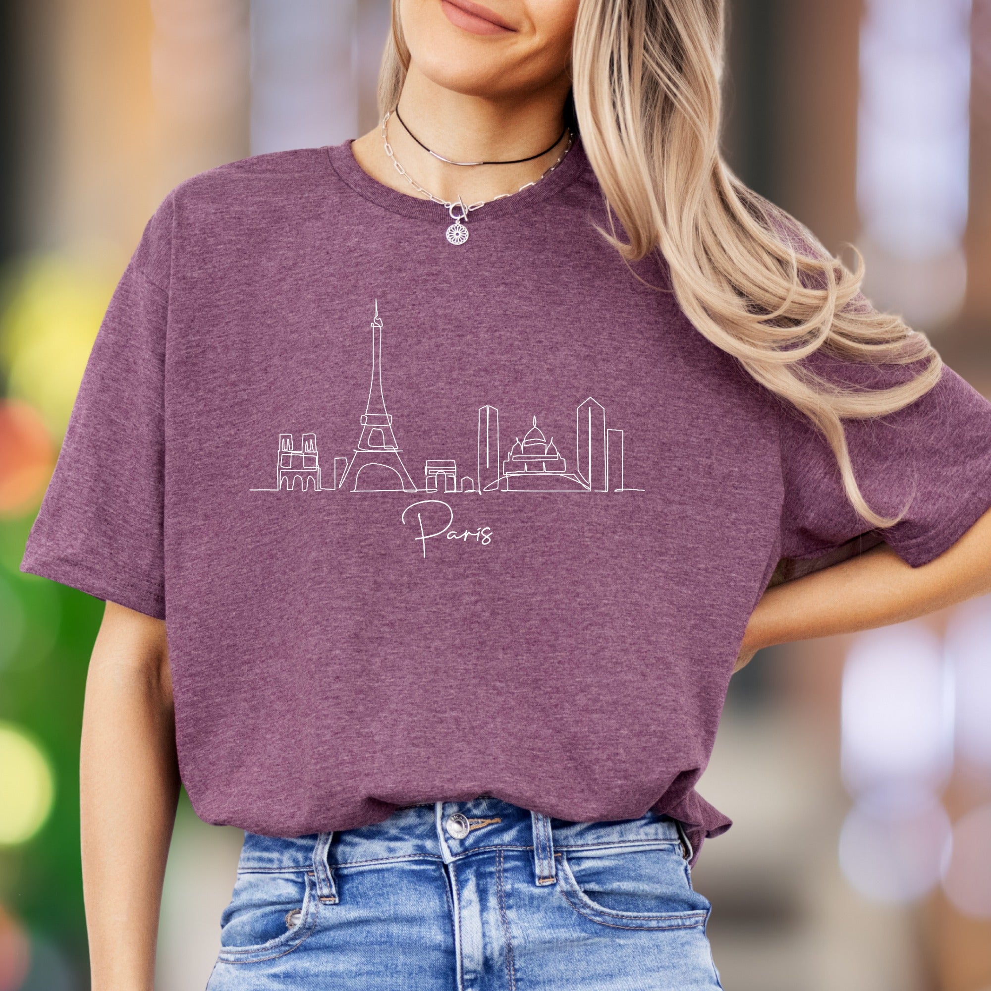 "Paris Skyline" | Minimal Line Art Unisex Adult T-Shirt | Travel Lifestyle Apparel