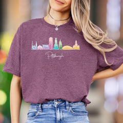 "Pittsburgh" | Colorful City Skyline Unisex Adult T-Shirt | Travel & Pride Apparel