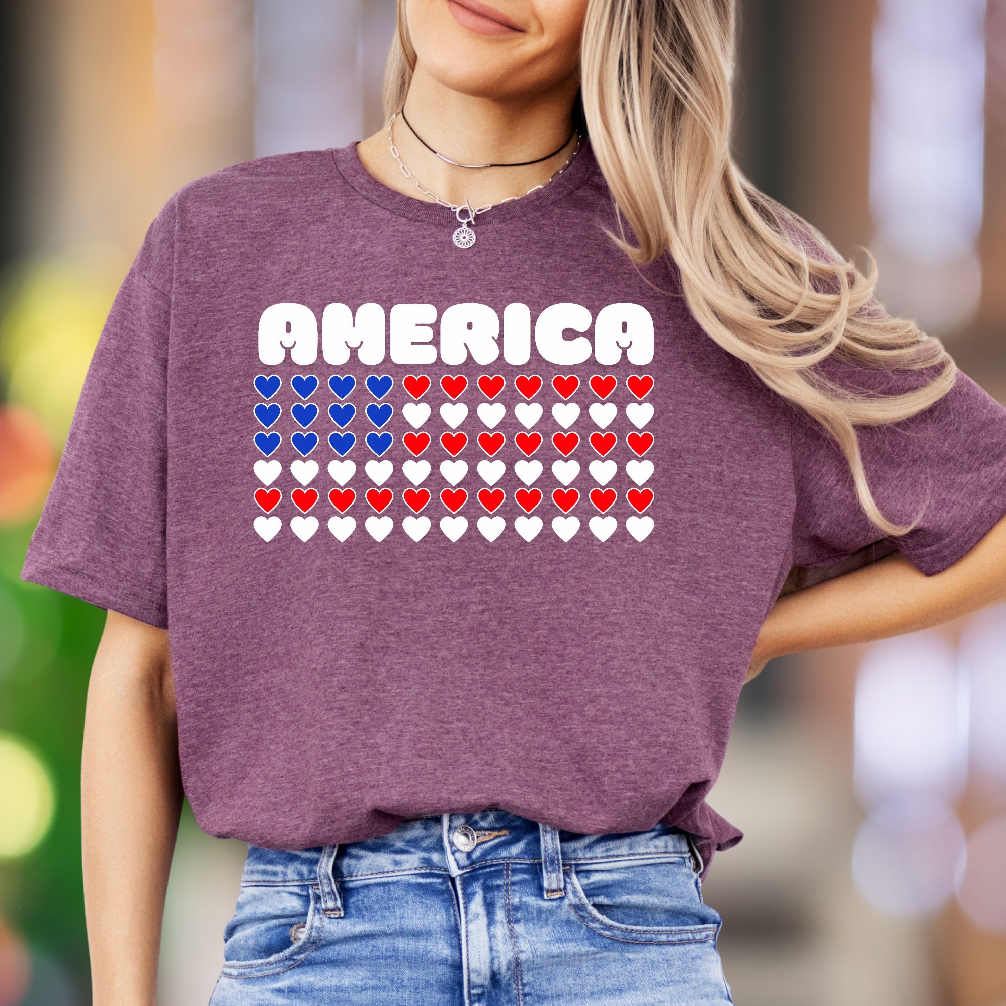 "AMERICA" | Bold Heart Flag Unisex Adult T-Shirt | Patriotic Lifestyle