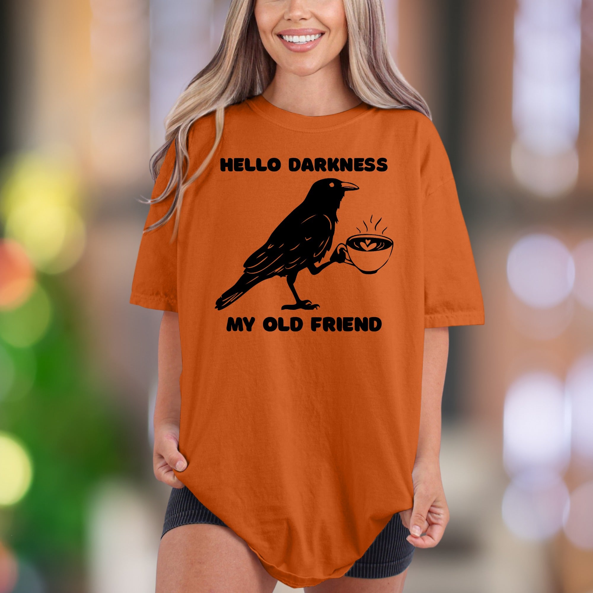 "Hello Darkness My Old Friend" | Comfort Colors Unisex Adult T-Shirt | Sarcastic Coffee Lover Tee