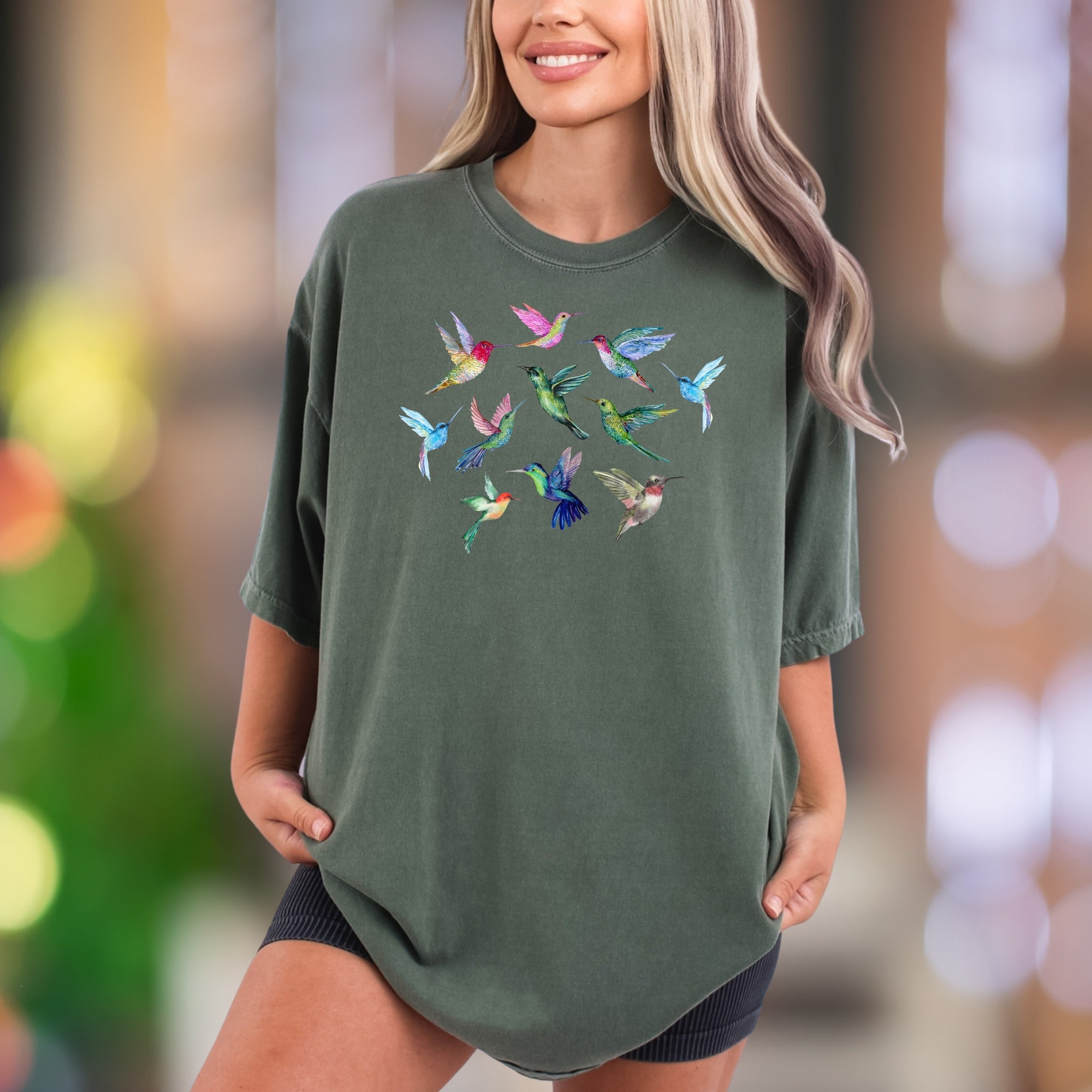 Hummingbird Flock | Comfort Colors Unisex Adult T-Shirt | Vibrant Nature Aesthetic