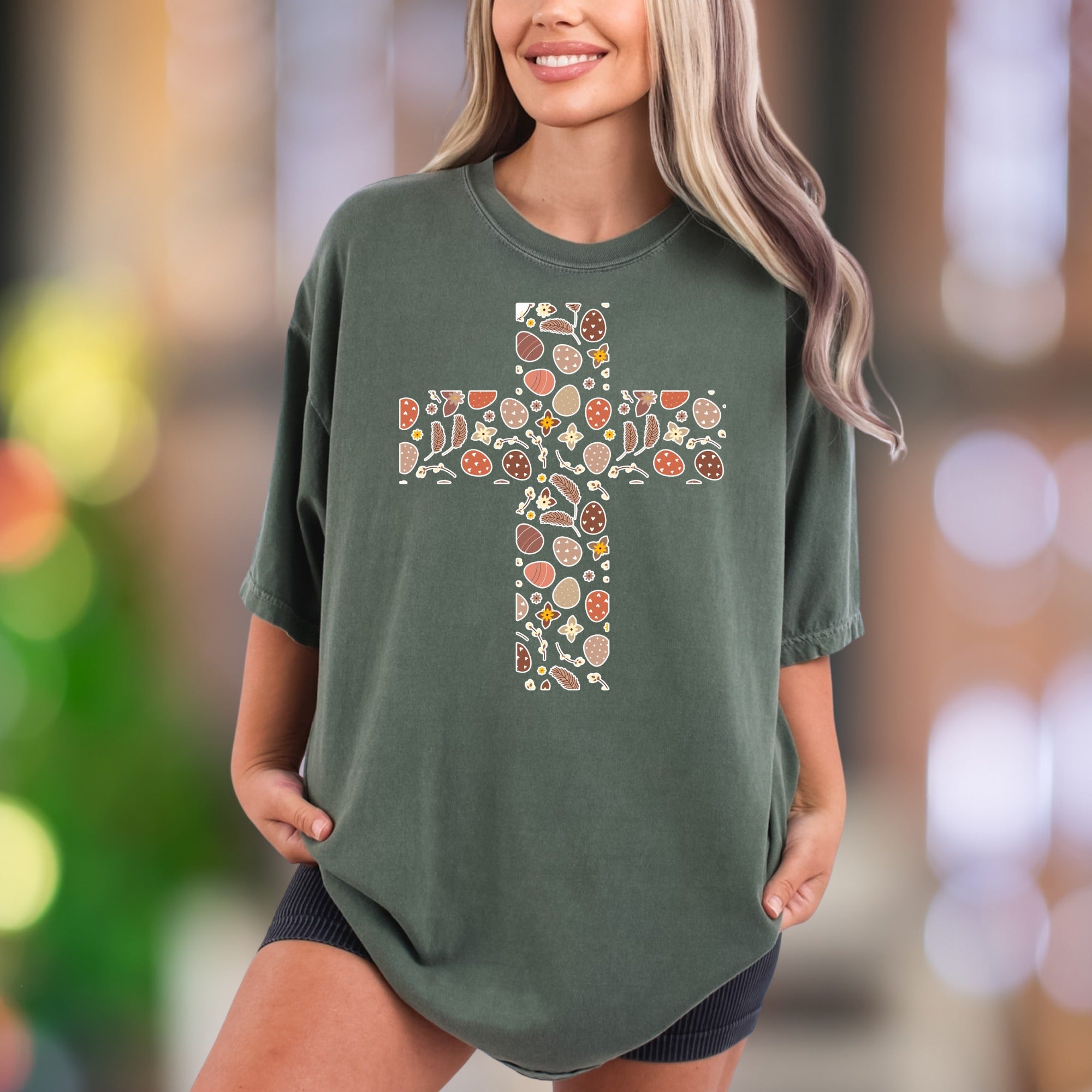 Boho Floral Cross | Comfort Colors Unisex Adult T-Shirt | Rustic Inspirational Style