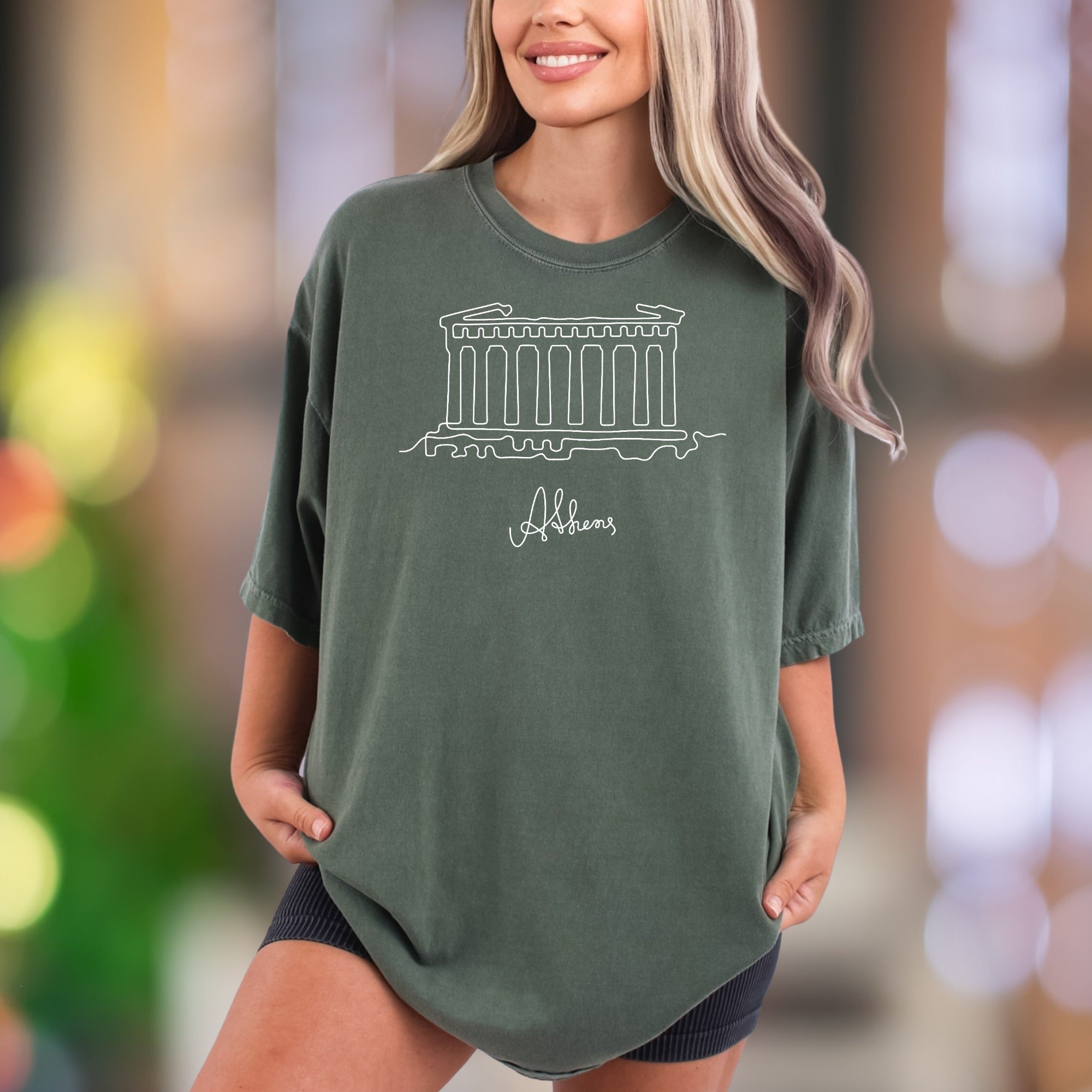 "Athens" Comfort Colors Unisex Adult T-Shirt | Minimal Architectural Travel Tee