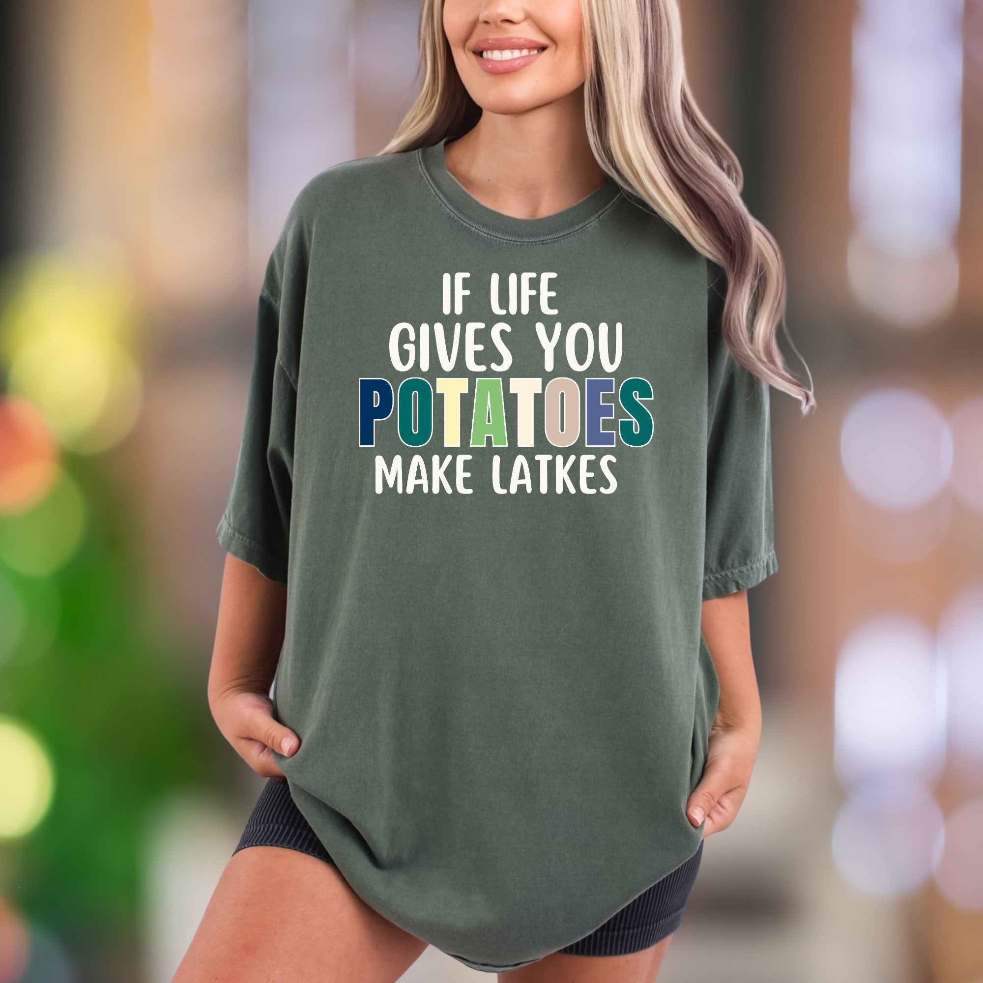 "If Life Gives You Potatoes Make Latkes" | Comfort Colors Unisex Adult T-Shirt | Funny Foodie Personality Tee
