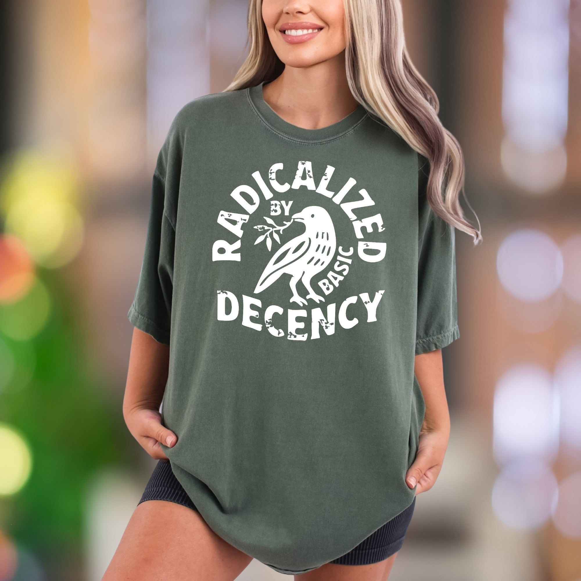 "Radicalized by Basic Decency" | Comfort Colors Unisex Adult T-Shirt | Statement Lifestyle Tee