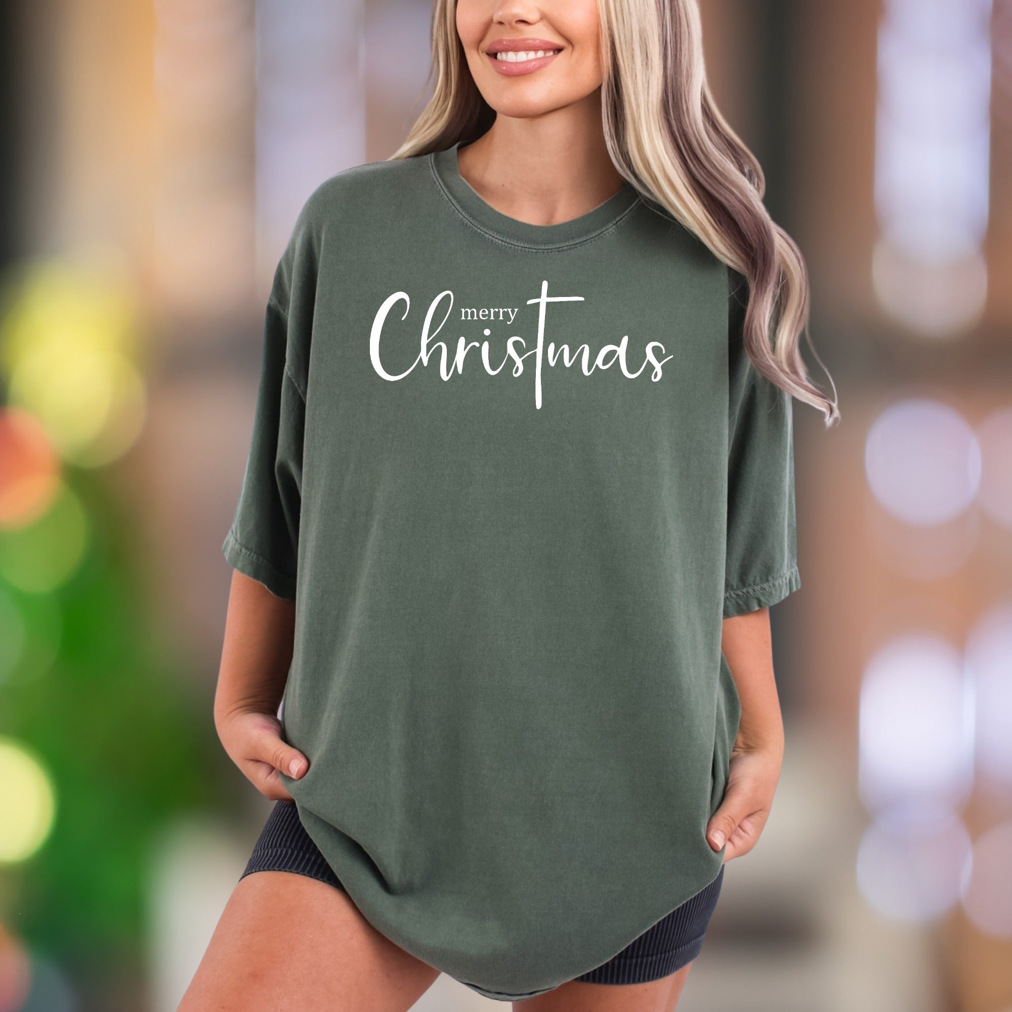 “merry Christmas” | Comfort Colors Unisex Adult T-Shirt | Festive Script Style