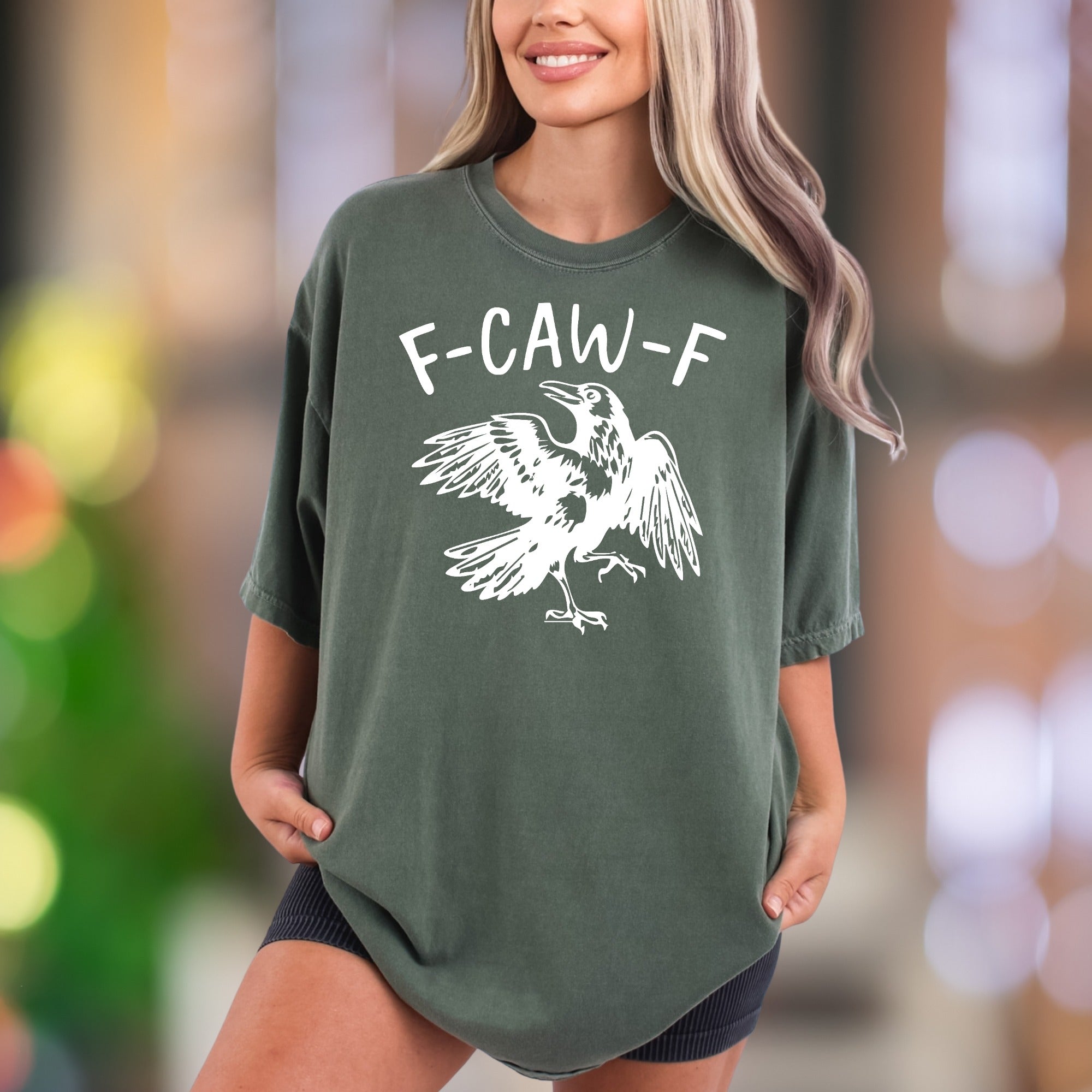 "F-CAW-F" | Comfort Colors Unisex Adult T-Shirt | Funny Crow Personality Tee
