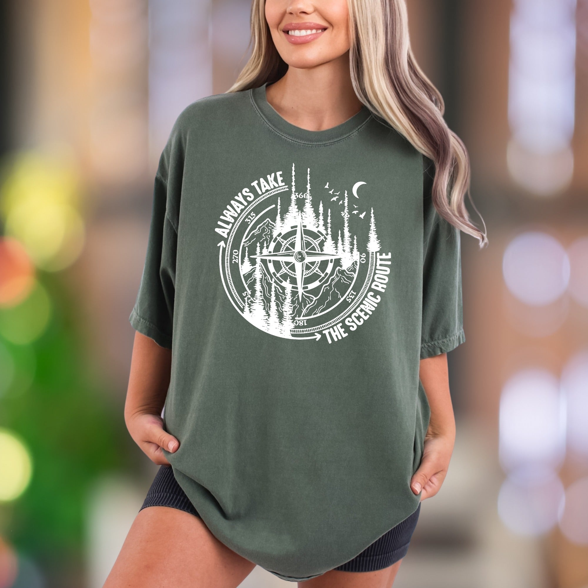 "Always Take The Scenic Route" | Comfort Colors Unisex Adult T-Shirt | Outdoor Adventure Lifestyle