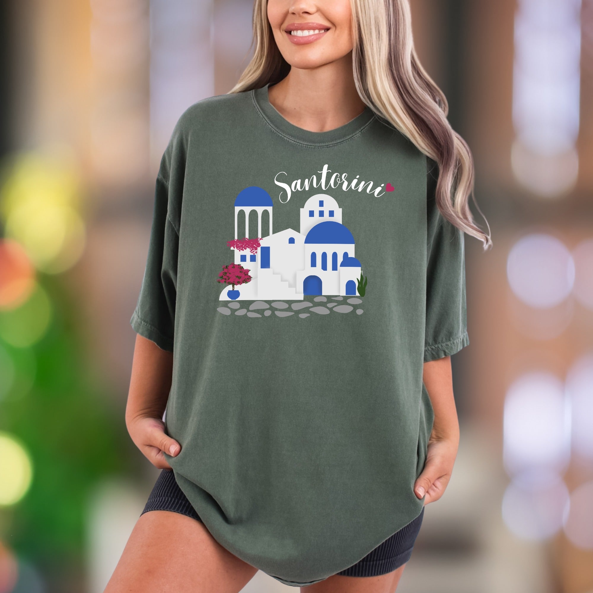 "Santorini" | Comfort Colors Unisex Adult T-Shirt | Travel & Wanderlust Style