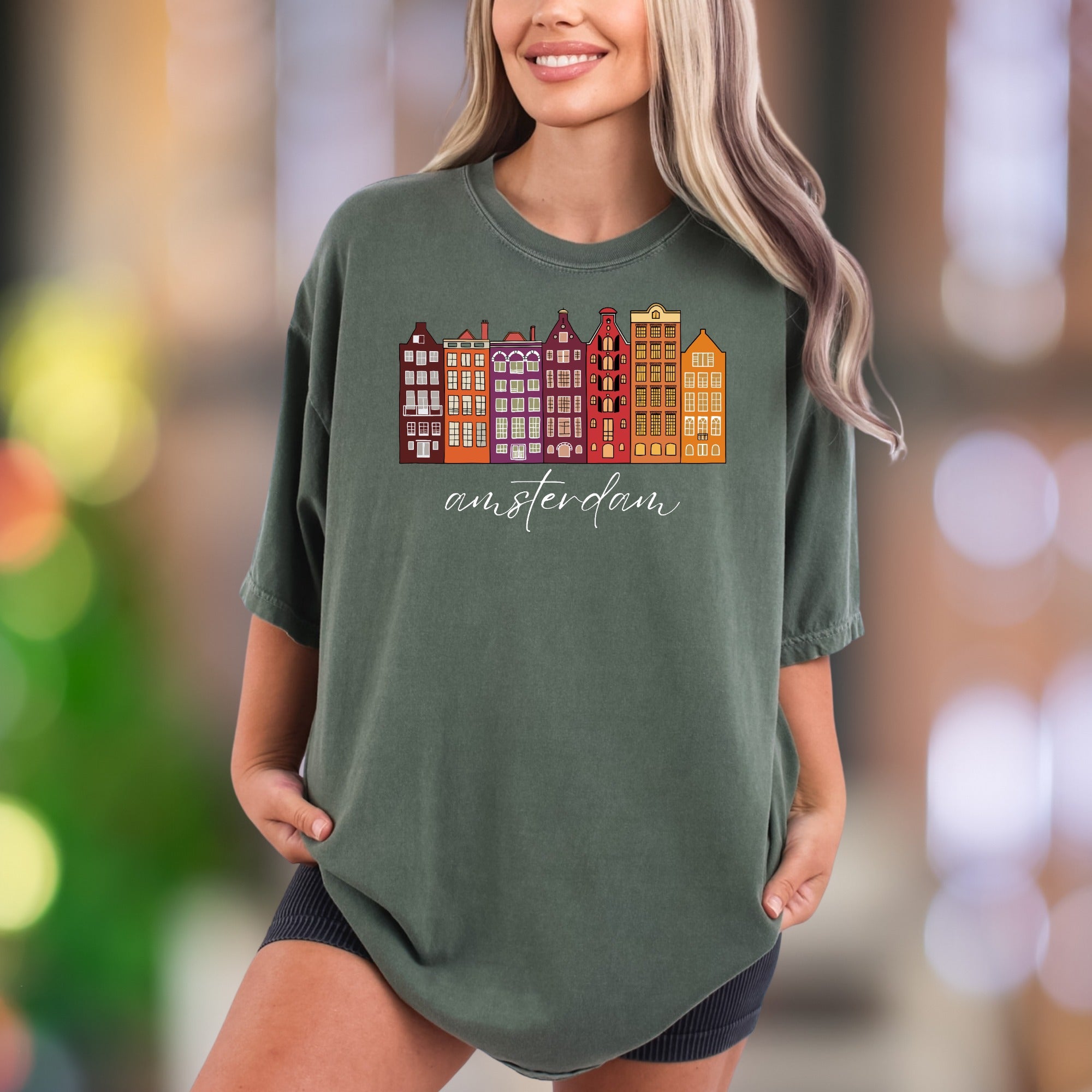 Amsterdam | Comfort Colors Unisex Adult T-Shirt | Travel Cityscape Souvenir Tee