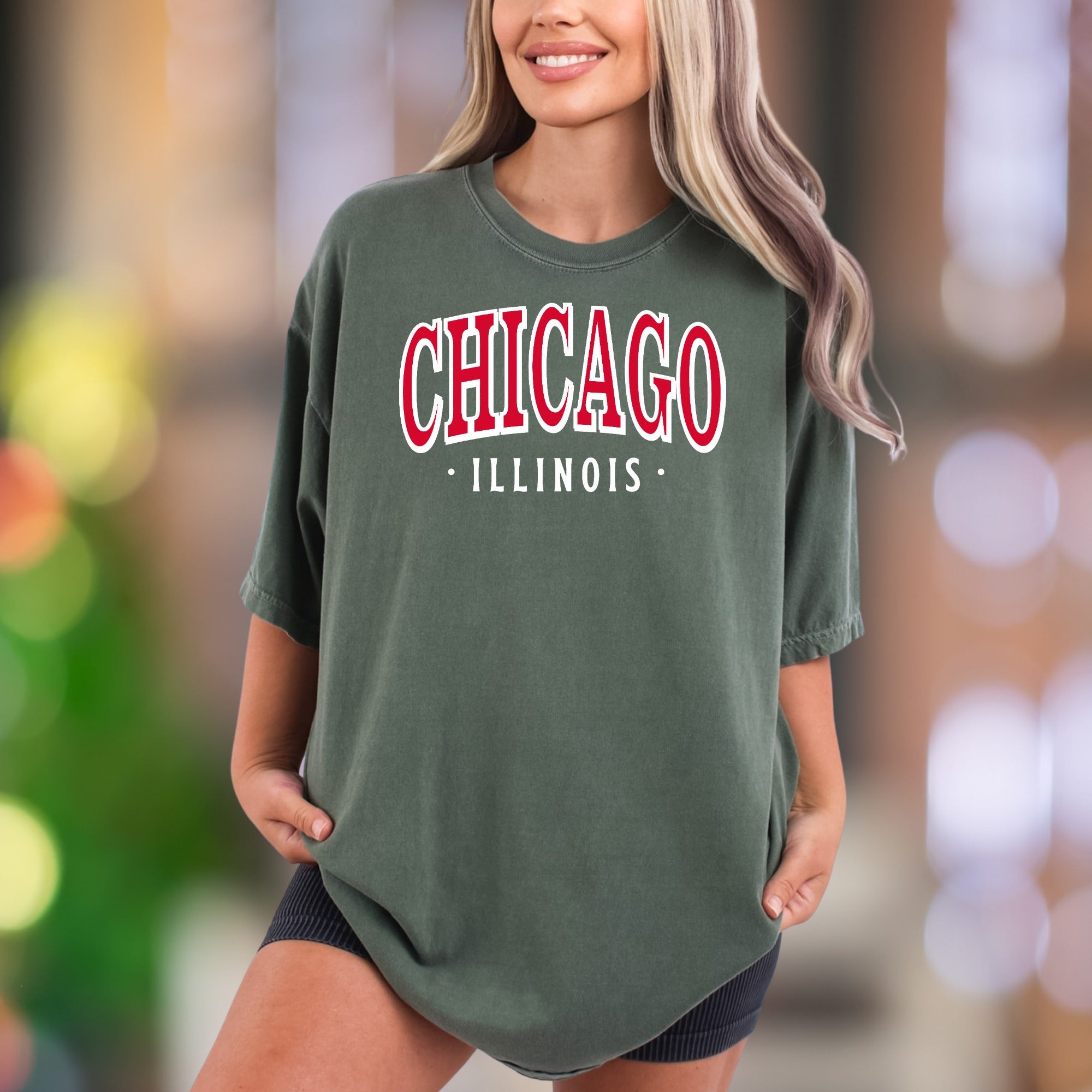 "CHICAGO • ILLINOIS •" | Comfort Colors Unisex Adult T-Shirt | Classic City Style