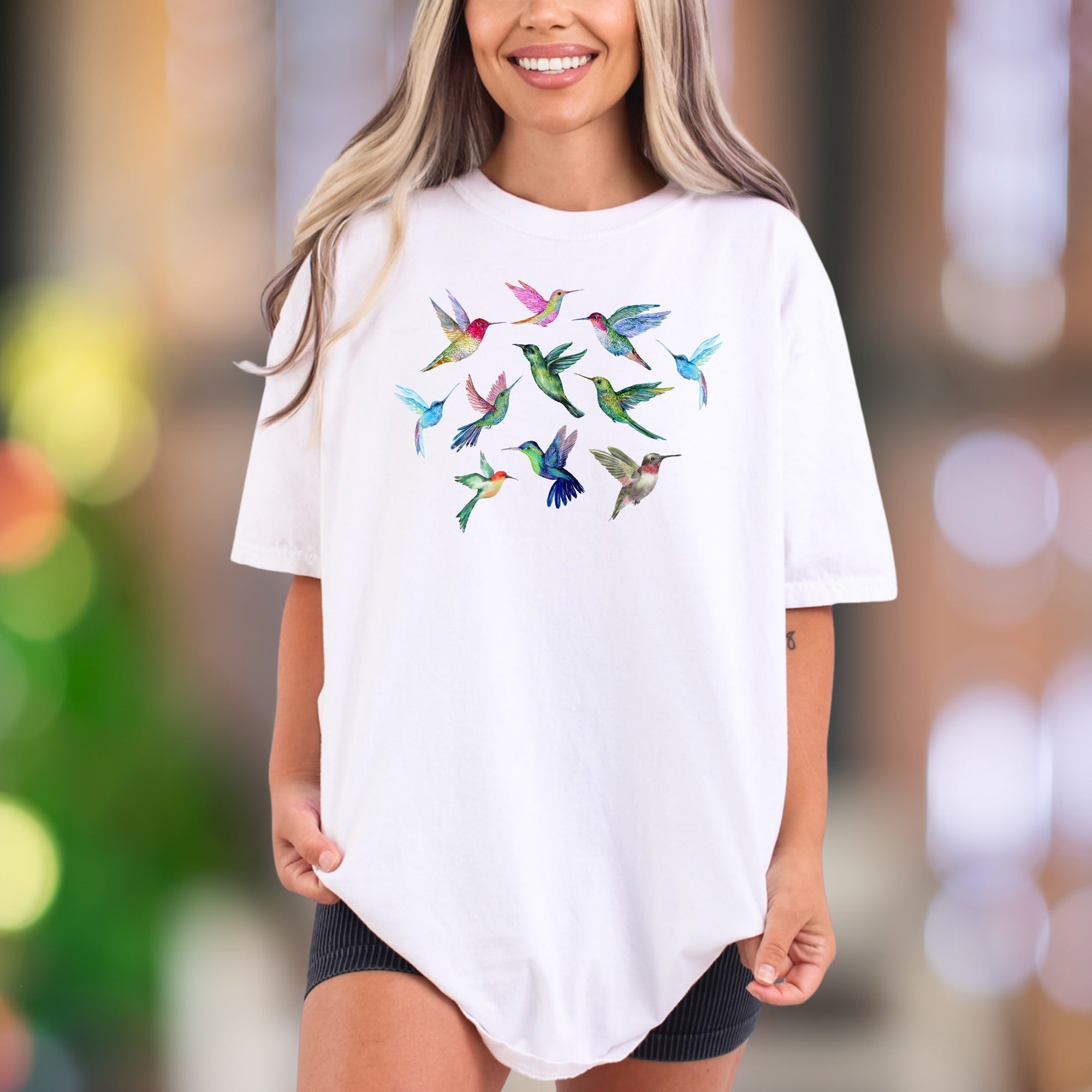 Hummingbird Flock | Comfort Colors Unisex Adult T-Shirt | Vibrant Nature Aesthetic