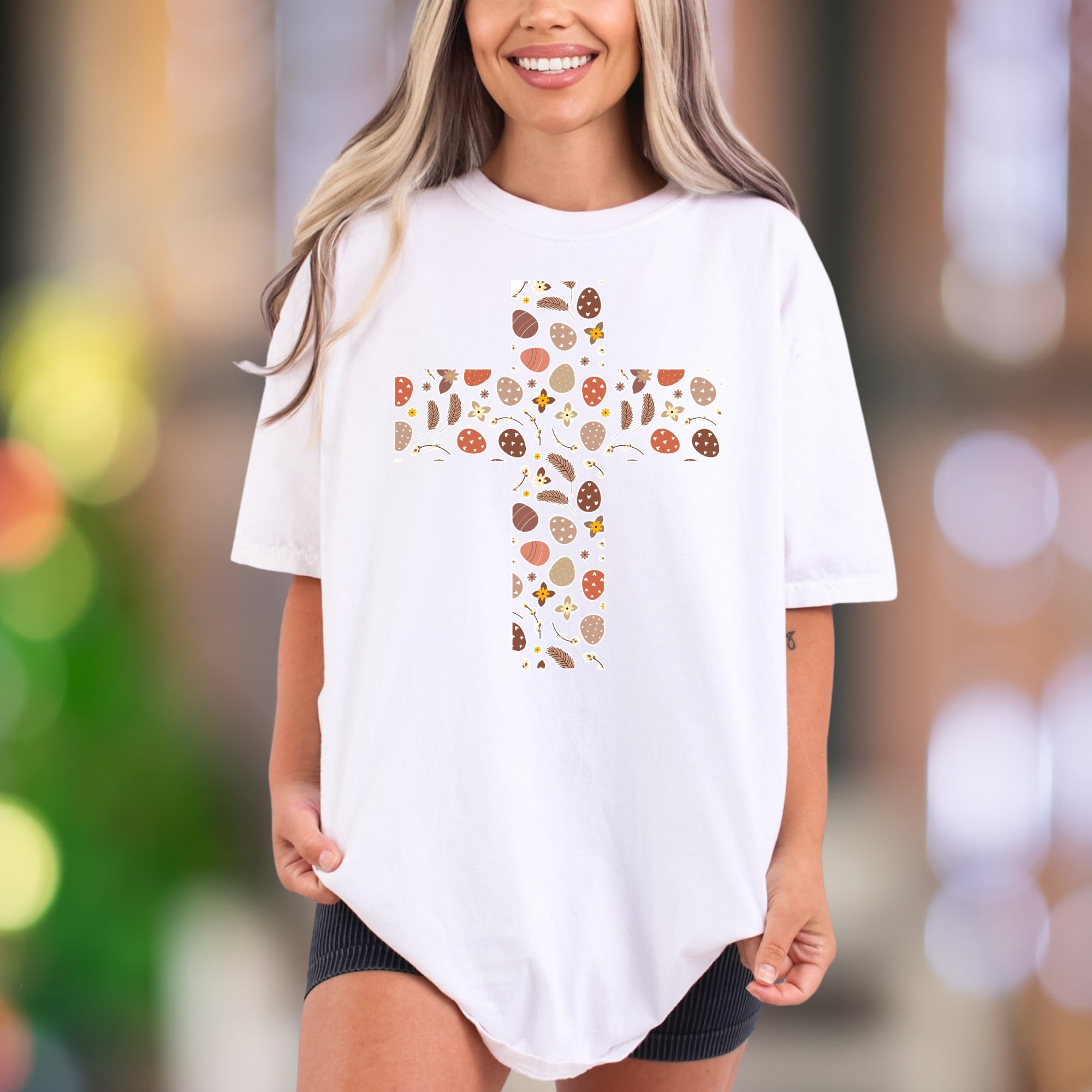Boho Floral Cross | Comfort Colors Unisex Adult T-Shirt | Rustic Inspirational Style