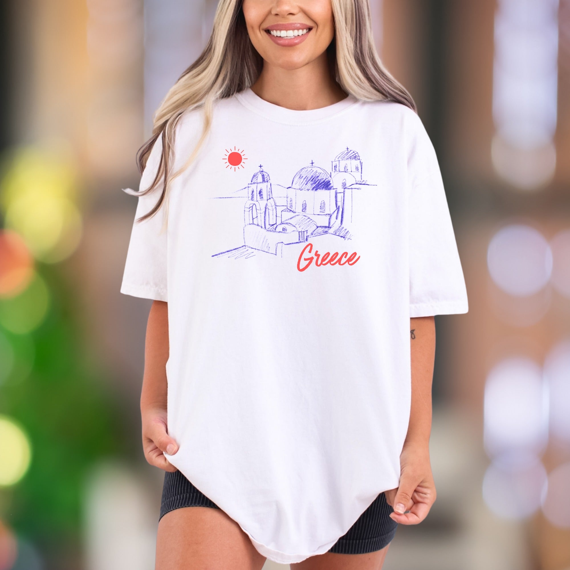 Greece Sketch Outline | Comfort Colors Unisex Adult T-Shirt | Travel Souvenir Style