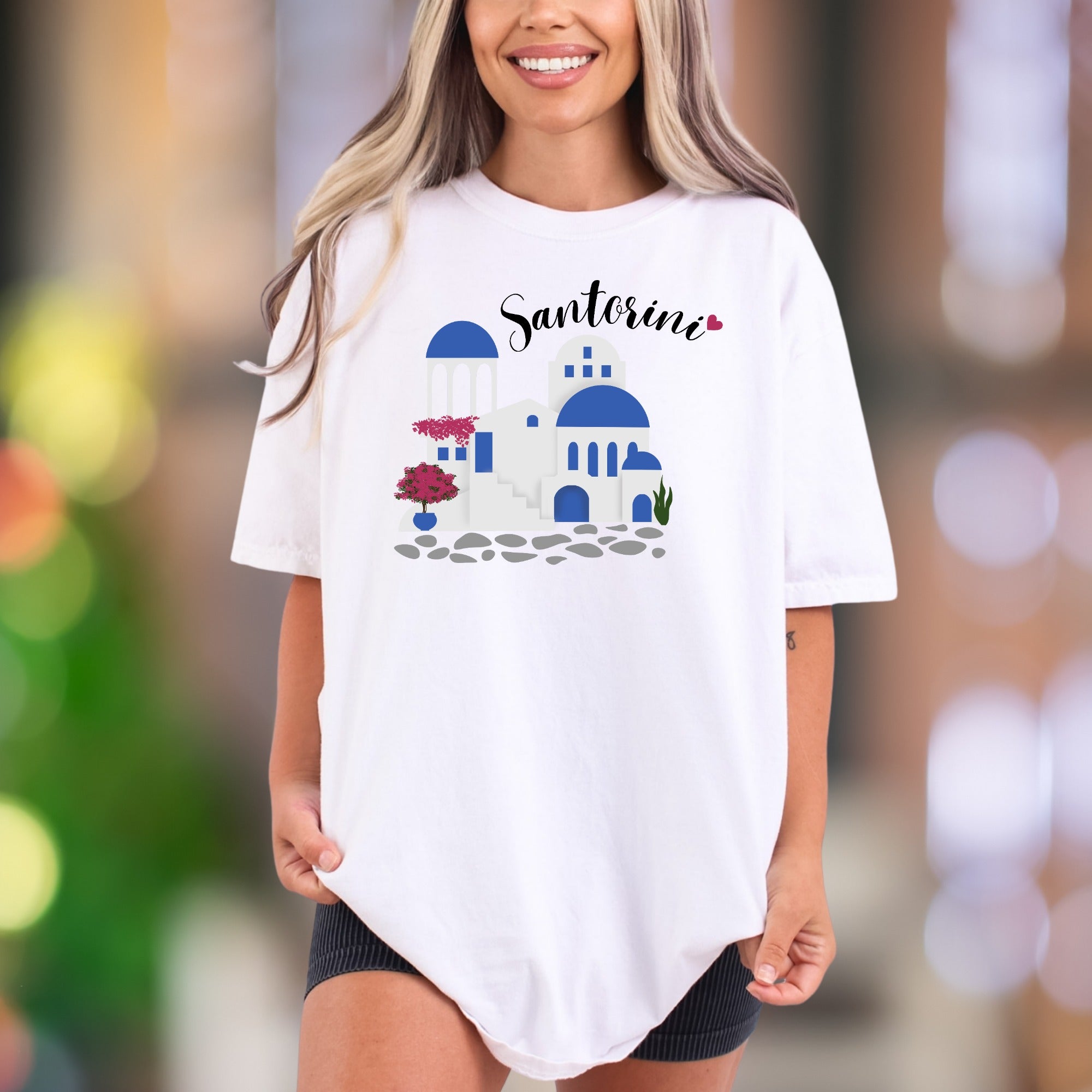 "Santorini" | Comfort Colors Unisex Adult T-Shirt | Travel & Wanderlust Style