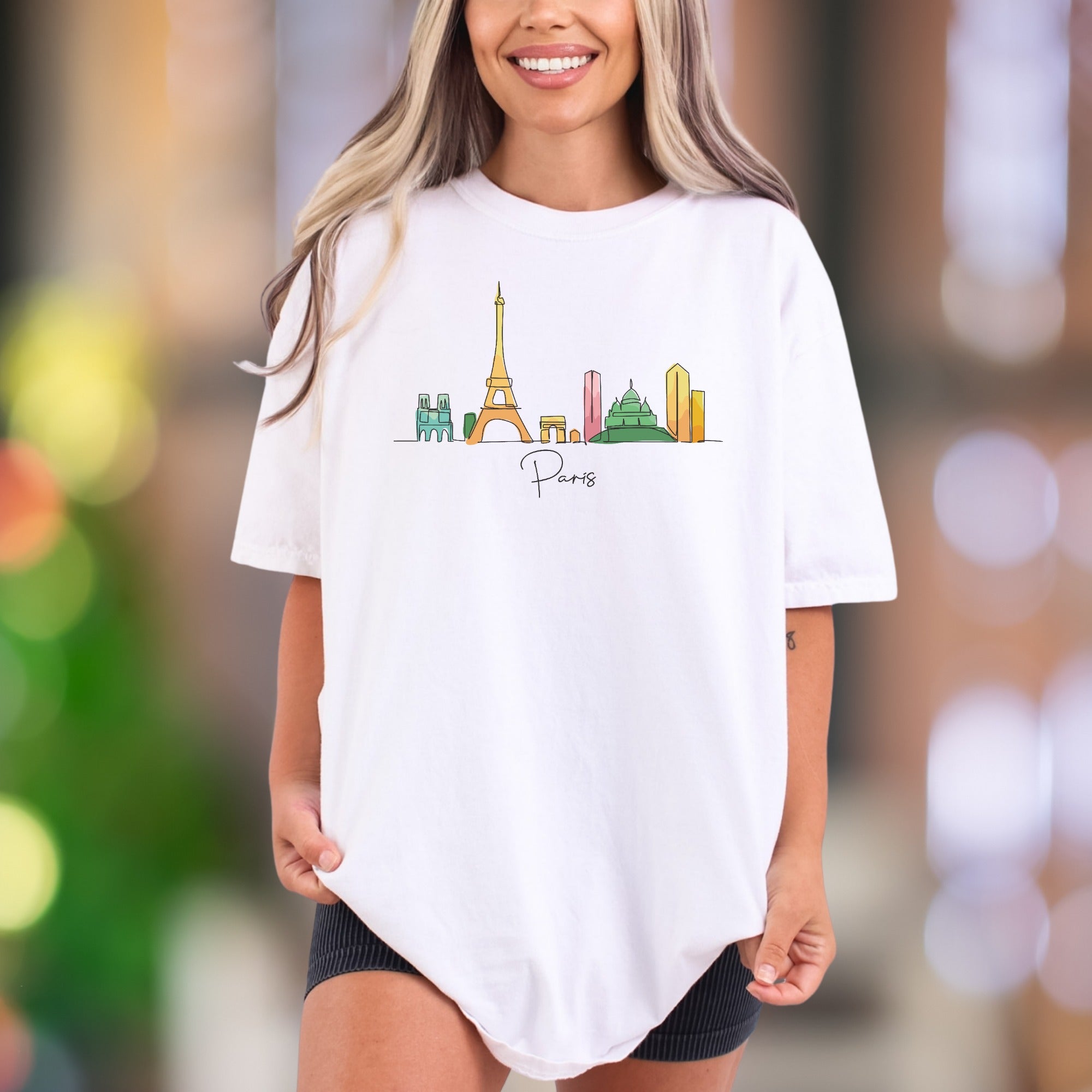 Paris Cityscape Skyline | Comfort Colors Unisex Adult T-Shirt | Travel Lover Gift