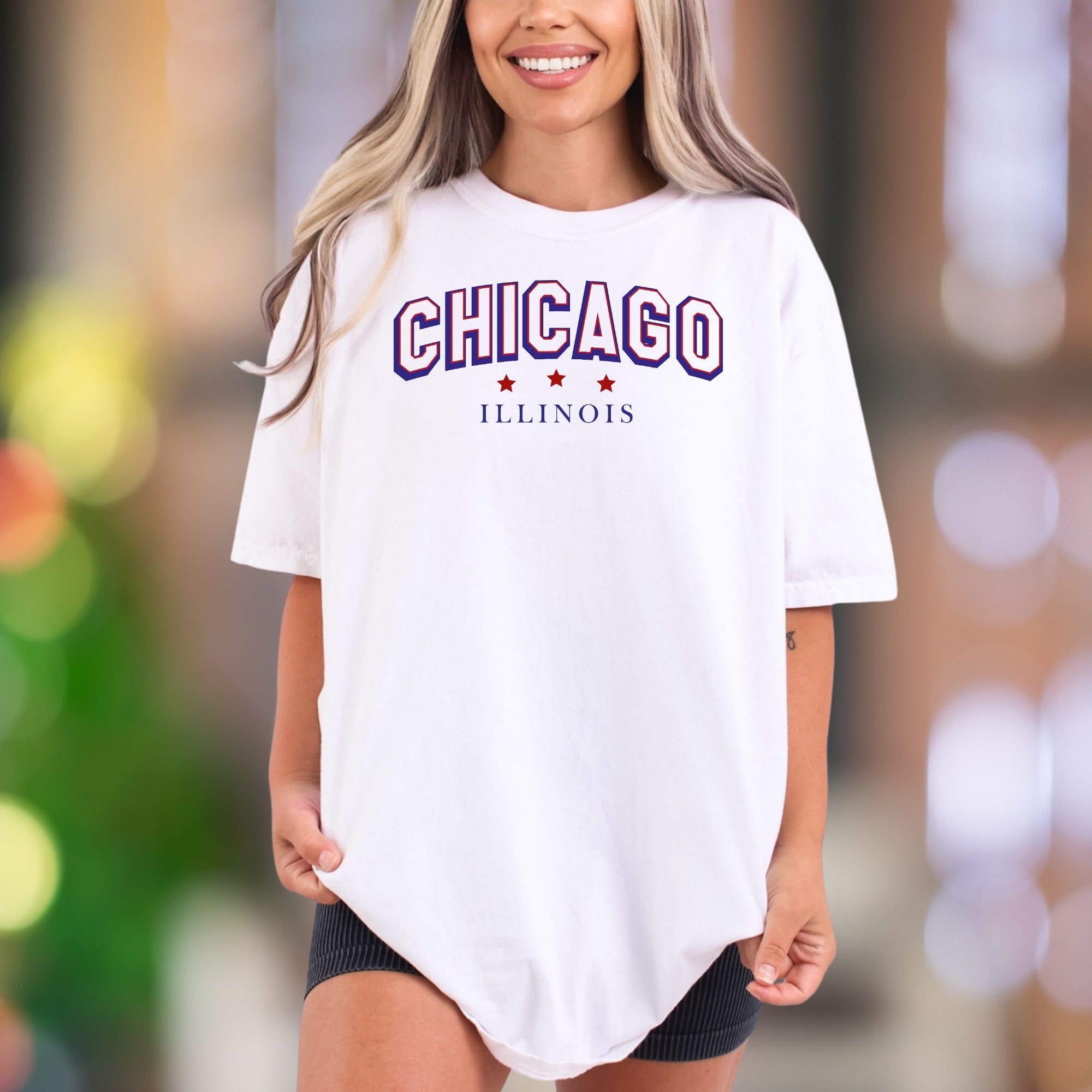 "Chicago Illinois" | Comfort Colors Unisex Adult T-Shirt | Retro City Style