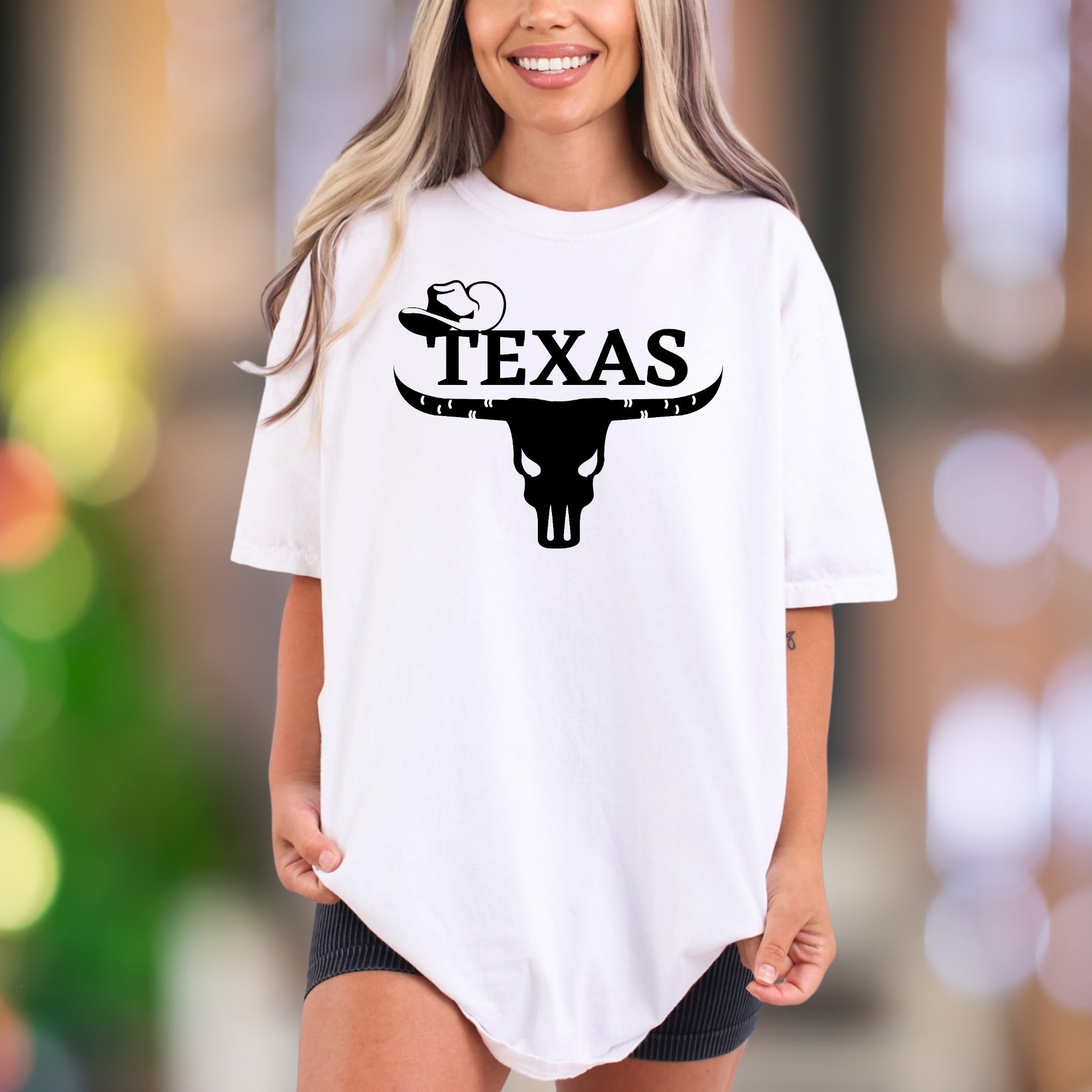 "TEXAS" Longhorn Skull Comfort Colors Unisex Adult T-Shirt | Southern Lifestyle Tee
