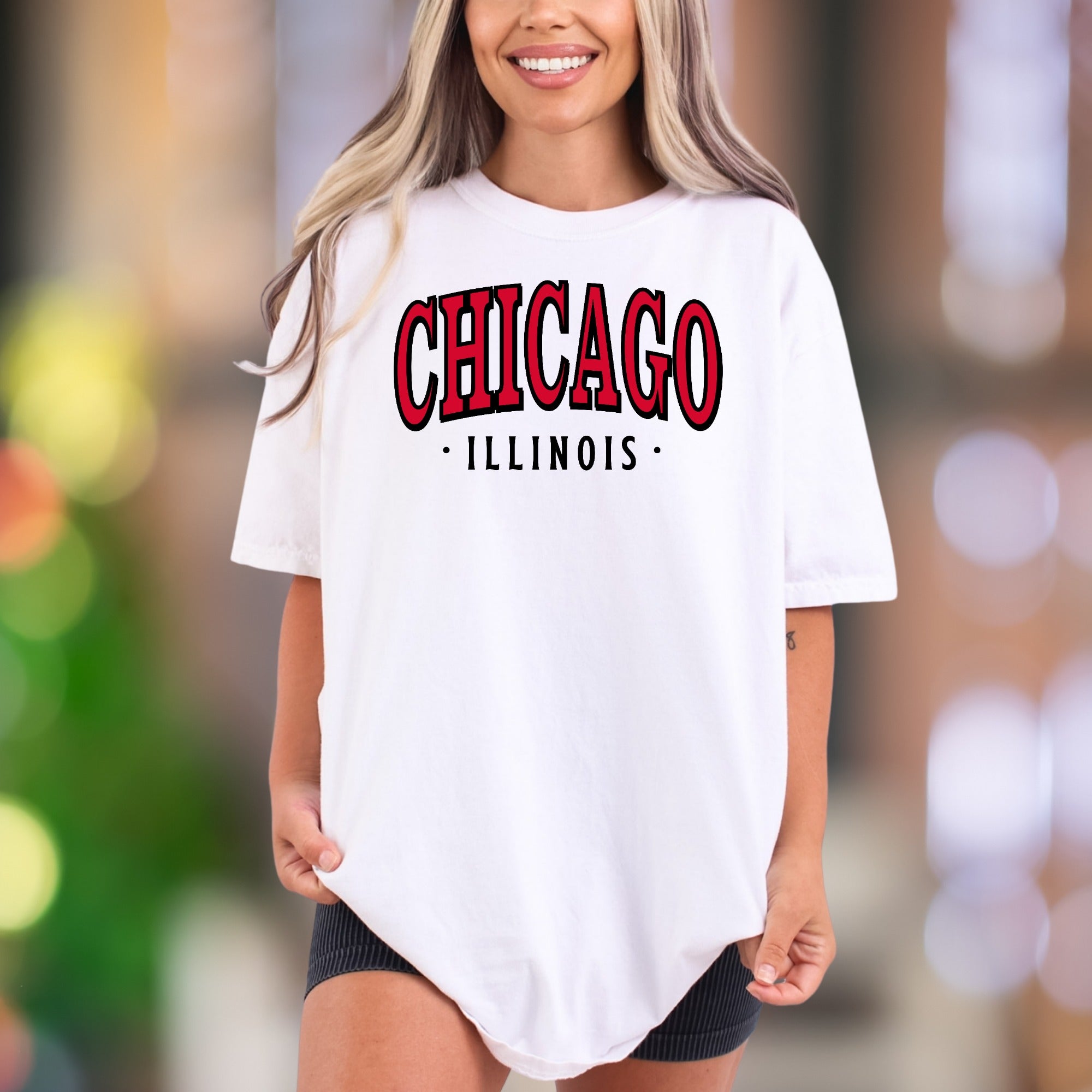 "CHICAGO • ILLINOIS •" | Comfort Colors Unisex Adult T-Shirt | Classic City Style
