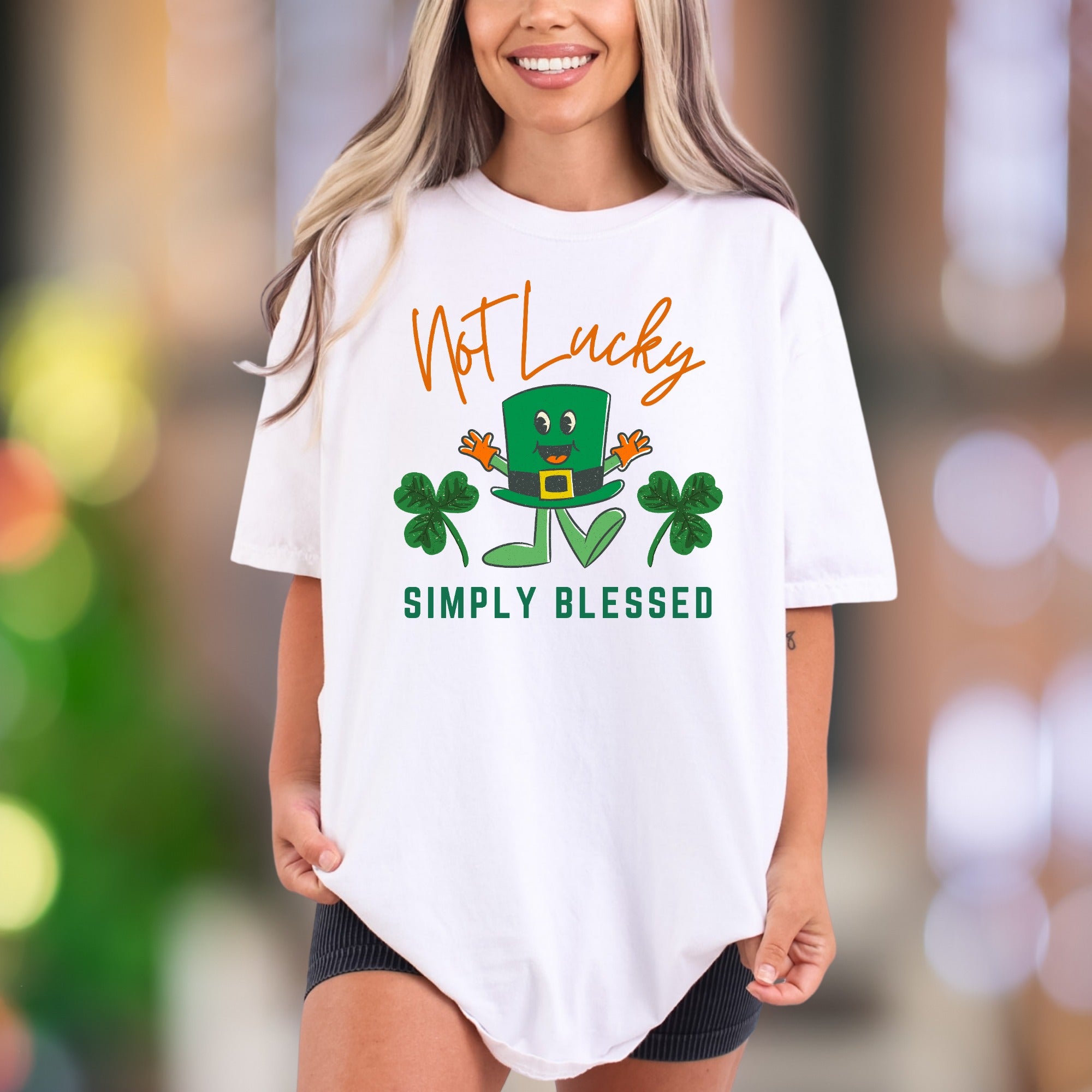 "Not Lucky Simply Blessed" | Comfort Colors Unisex Adult T-Shirt | Humorous Blessed Style